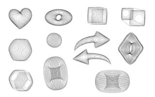 A set of different shapes and lines drawn on a white background vector