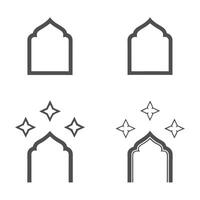 Islamic Architecture with Mosque Silhouettes and Crescent Moon vector