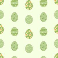 Seamless easter egg pattern in soft green color. Illustration of infinitely repeating pattern. vector
