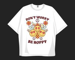 Don't worry be hoppy, Easter t shirt design. Groove cartoon easter bunny graphic t shirt. vector