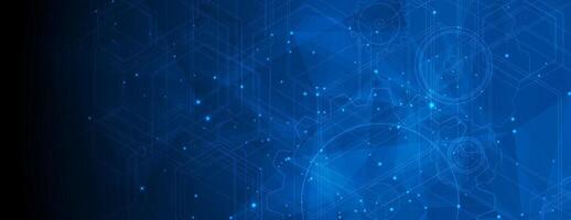 abstract blue technology background with circles and lines vector