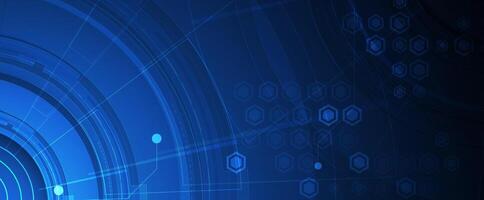 blue technology background with circles and lines vector