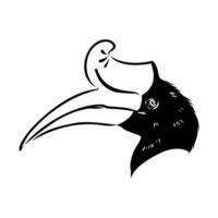 head of a wild rhino bird sketch vector
