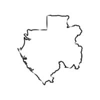 map of the African unitary State of Gabon sketch vector