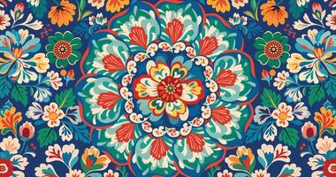Floral pattern ornament in multi color, illustration style for background design. vector