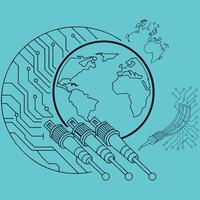Global Digital Connectivity Optical Circuit Board Technology vector