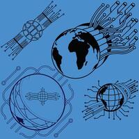 Global Digital Connectivity Optical Fibres and Board Technology vector