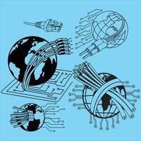 Global Optical Fibres and Circuit Board Technology vector