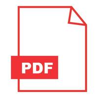 Simple PDF file icon with a clean red border, indicating a file format used for viewing and sharing documents across devices and platforms vector