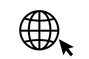 internet or global connection Icon with a globe and arrow, symbolizing global connectivity and web browsing vector