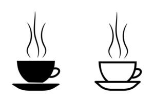 Simple black icon of a steaming coffee cup, symbolizing comfort, relaxation, and warmth, created using clean lines and minimalistic style vector