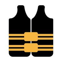 Life jacket safety icon in a minimalistic style with yellow stripes, symbolizing emergency preparedness and personal flotation device vector