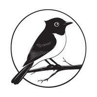 Black and white Bowerbird elegant logo with variations in beautiful art circular Image isolated on white background vector
