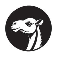 Head Camel in Circle Logo Template image isolated on white background. vector