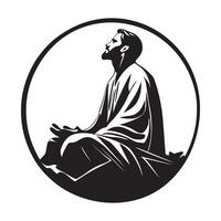 Priest Pastor Praying with Hands Clasped in a Reverent Pose Design Logo on Simple White Background vector