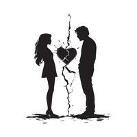 Silhouette Broken Heart image. Broken Heart Illustration Stock Illustrations. vector