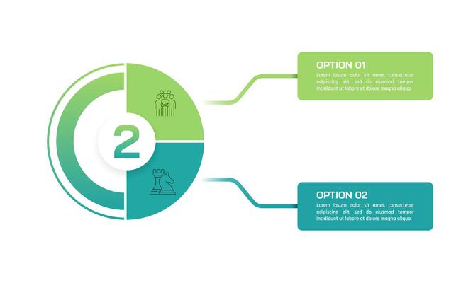 Circle with number infographic comparing data between two business options. Banner, Report, Presentation, Plan and Strategy.