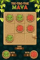 TIC TAC TOE UI in Maya or Aztec themed with lianas. Cartoon Board logic game for your game development UI. strategy game noughts and crosses vector