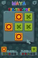 TIC TAC TOE UI in Maya or Aztec themed. Stone Board logic game for your game development UI. strategy game noughts and crosses vector