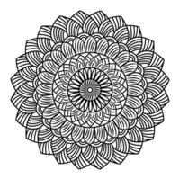 Abstract spiral round repeated mandala in black and white vector