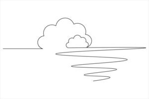 Cloud continuous line drawing vector