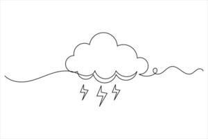 Cloud single line drawing and isolated continuous vector