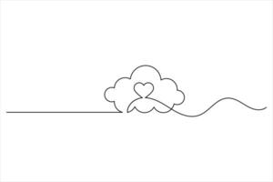Cloud single line drawing and isolated vector