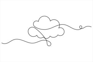 Cloud line drawing and isolated continuous outline vector