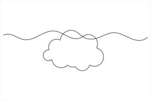 Cloud one line drawing and isolated continuous vector