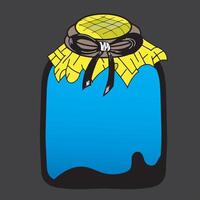 illustration of food jar with tablecloth lid flat style design vector