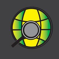 magnifying glass icon looking globe flat style image vector