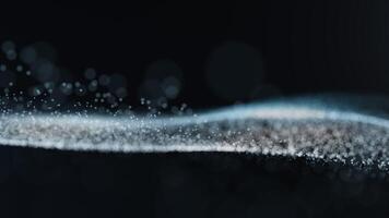 White Flowing Particle Wave on Dark Background video