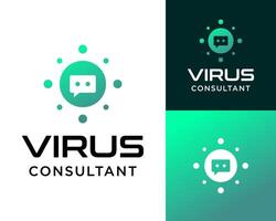 Virus and speech bubble communication logo design. vector