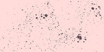 Pastel pink dusty texture with halftone dots, black spray paint splashes, ink drips and grunge stains in a retro overlay design vector