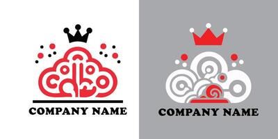 Elegant crown logo design featuring a variant and a monochromatic option, Modern Logo Design Featuring a Crowned Cloud for a Company vector