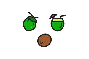 coconut icon flat design set vector