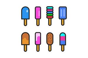 ice cream stick icon flat design set vector