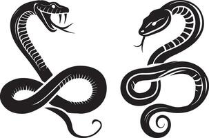 two snakes, one with a snake head and the other with a snake tail vector