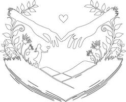 a drawing of two hands reaching out to each other vector