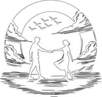 a man and woman are holding hands in the shape of a heart vector
