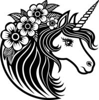 a unicorn with flowers on its head vector
