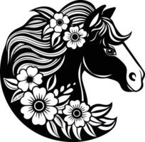 a horse head with flowers vector