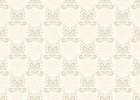 Damask seamless pattern in beige colors. Repeating design with floral motifs for textile, wallpaper, silk, scarf. Monochromatic elegant backdrop in eastern style vector