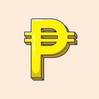 Gold Peso currency icon mascot symbol illustration with flat style concept isolated on background vector