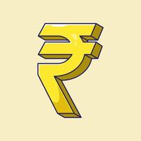 Golden indian currency rupee icon and symbol cartoon illustration with flat style concept isolated on background vector