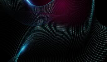An abstract wave pattern made of glowing dots, transitioning from teal to pink, set against a dark background, creating a high-tech and dynamic feel. Technology pattern vector