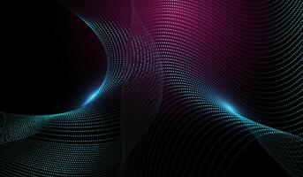The Abstract wave-like structure made of small, glowing dots, creating a futuristic and dynamic abstract design and Waving Technology pattern Background Design vector