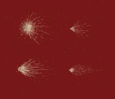 Star and comet shines brightly in space drawing in graphic style on red bg vector