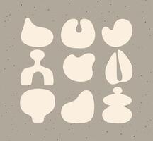 Abstract art styled icons different shapes drawing on grey bg vector