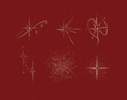 Different states of stars drawing in graphic style on red bg vector